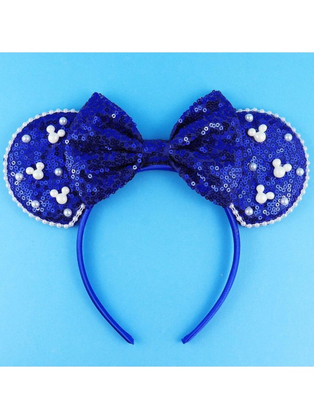 Women Navy Polyester Velvet Mickey Mouse Halloween Costume Headband